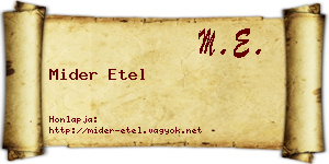 Mider Etel névjegykártya